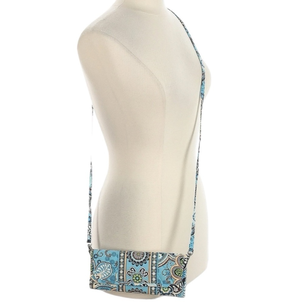 NWOT VERA BRADLEY Bali Blue Sleek Tri-Fold Double Magnet Wallet Clutch Crossbody - Picture 4 of 5